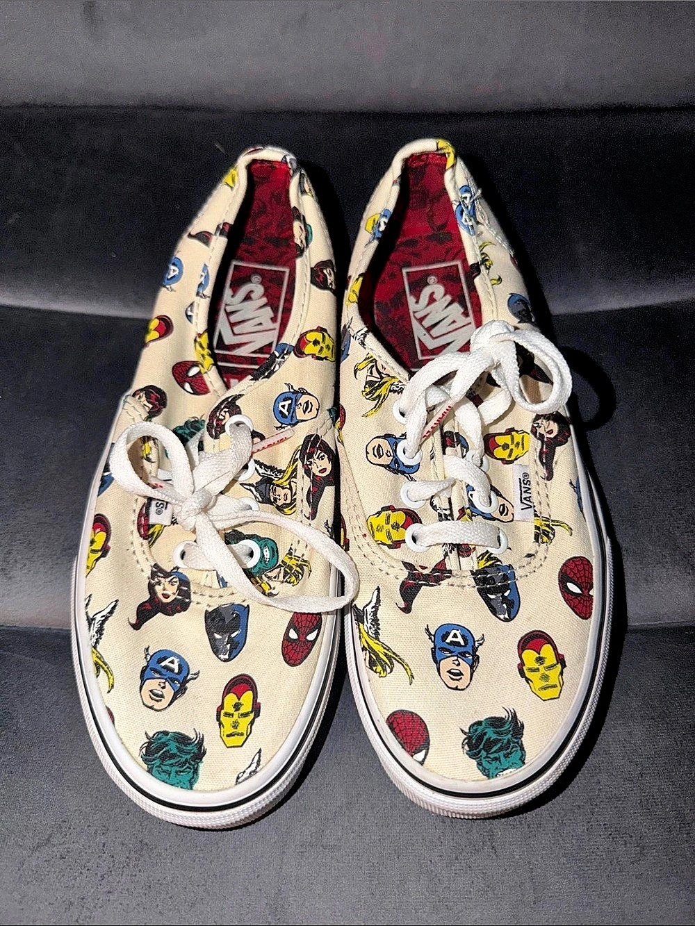 Vans Authentic Marvel Heads Graphic Sneakers White & Red US Women’s 6.5